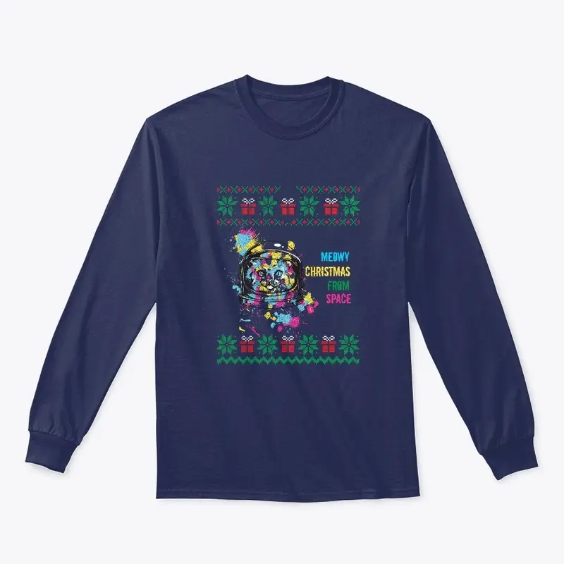 Space Cats Christmas Tee - Fun Gift